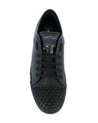 schwarze Leder niedrige Sneakers von Philipp Plein