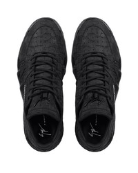 schwarze Leder niedrige Sneakers von Giuseppe Zanotti