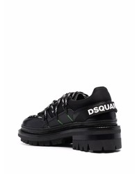 schwarze Leder niedrige Sneakers von DSQUARED2