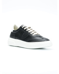 schwarze Leder niedrige Sneakers von Philippe Model