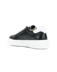 schwarze Leder niedrige Sneakers von Philippe Model