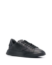 schwarze Leder niedrige Sneakers von Philippe Model Paris