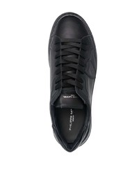 schwarze Leder niedrige Sneakers von Philippe Model Paris