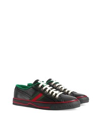 schwarze Leder niedrige Sneakers von Gucci