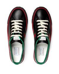 schwarze Leder niedrige Sneakers von Gucci