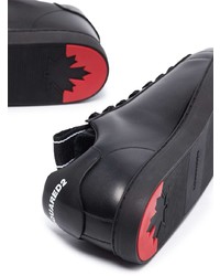 schwarze Leder niedrige Sneakers von DSQUARED2