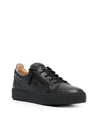 schwarze Leder niedrige Sneakers von Giuseppe Zanotti