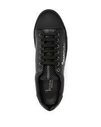 schwarze Leder niedrige Sneakers von Billionaire