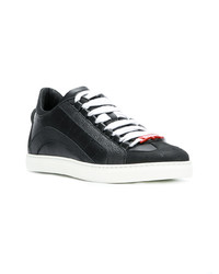 schwarze Leder niedrige Sneakers von DSQUARED2