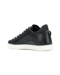 schwarze Leder niedrige Sneakers von DSQUARED2