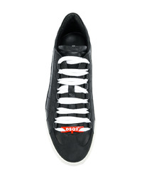 schwarze Leder niedrige Sneakers von DSQUARED2