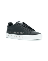 schwarze Leder niedrige Sneakers von Philipp Plein