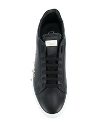 schwarze Leder niedrige Sneakers von Philipp Plein