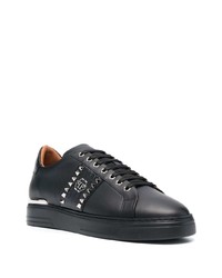 schwarze Leder niedrige Sneakers von Philipp Plein