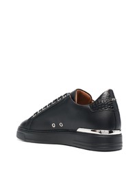 schwarze Leder niedrige Sneakers von Philipp Plein