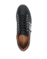 schwarze Leder niedrige Sneakers von Philipp Plein