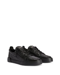 schwarze Leder niedrige Sneakers von Giuseppe Zanotti