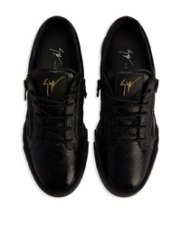 schwarze Leder niedrige Sneakers von Giuseppe Zanotti