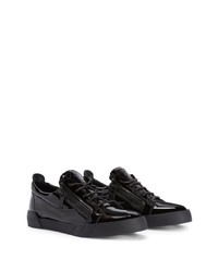 schwarze Leder niedrige Sneakers von Giuseppe Zanotti