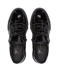 schwarze Leder niedrige Sneakers von Giuseppe Zanotti