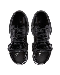 schwarze Leder niedrige Sneakers von Giuseppe Zanotti