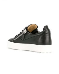 schwarze Leder niedrige Sneakers von Giuseppe Zanotti Design