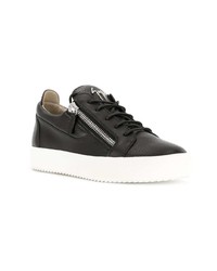 schwarze Leder niedrige Sneakers von Giuseppe Zanotti Design