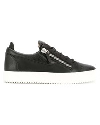 schwarze Leder niedrige Sneakers von Giuseppe Zanotti Design