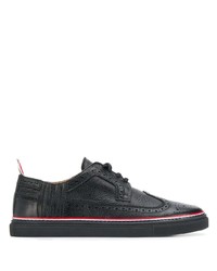 schwarze Leder niedrige Sneakers von Thom Browne