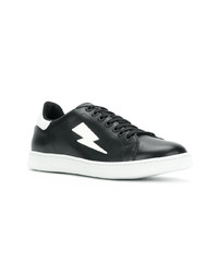 schwarze Leder niedrige Sneakers von Neil Barrett