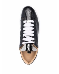 schwarze Leder niedrige Sneakers von Philipp Plein