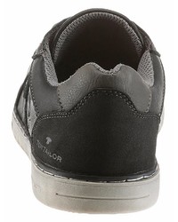 schwarze Leder niedrige Sneakers von Tom Tailor