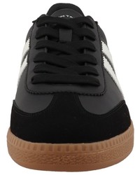 schwarze Leder niedrige Sneakers von Tom Tailor