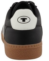 schwarze Leder niedrige Sneakers von Tom Tailor