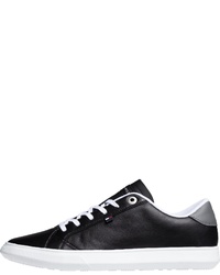 schwarze Leder niedrige Sneakers von Tommy Hilfiger