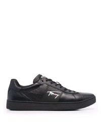 schwarze Leder niedrige Sneakers von Tommy Jeans
