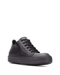 schwarze Leder niedrige Sneakers von Rick Owens