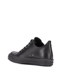 schwarze Leder niedrige Sneakers von Rick Owens