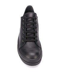 schwarze Leder niedrige Sneakers von Rick Owens