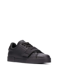 schwarze Leder niedrige Sneakers von Dolce & Gabbana