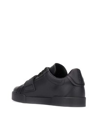 schwarze Leder niedrige Sneakers von Dolce & Gabbana