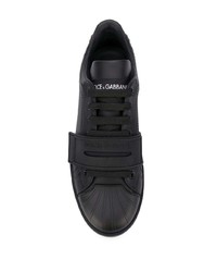 schwarze Leder niedrige Sneakers von Dolce & Gabbana