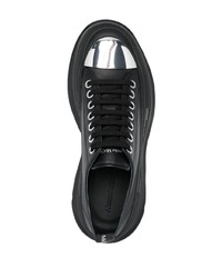 schwarze Leder niedrige Sneakers von Alexander McQueen