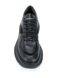 schwarze Leder niedrige Sneakers von Alexander McQueen