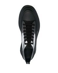 schwarze Leder niedrige Sneakers von Alexander McQueen