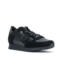 schwarze Leder niedrige Sneakers von Philippe Model