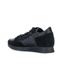 schwarze Leder niedrige Sneakers von Philippe Model