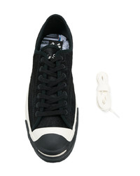 schwarze Leder niedrige Sneakers von Converse