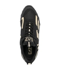 schwarze Leder niedrige Sneakers von Ea7 Emporio Armani