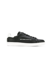 schwarze Leder niedrige Sneakers von Undercover